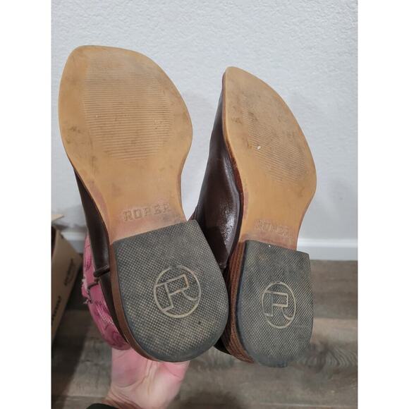 Roper Girls Pink Western Cowgirl Boots size 2 #3 - Picture 7 of 8